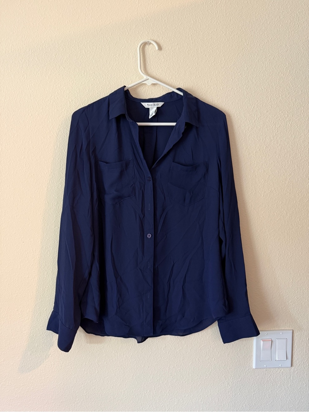 White House Black Market Navy Button-Down Shirt